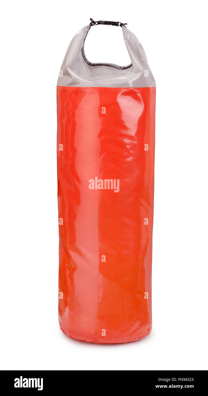 Impermeabile a secco sacco sacco isolato su bianco Foto Stock