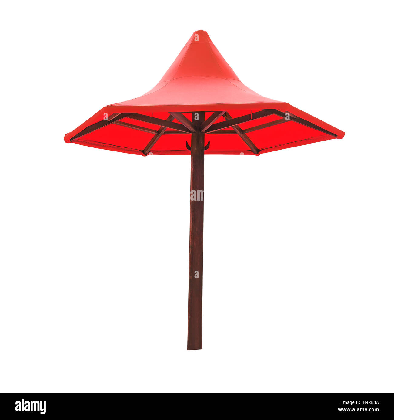 Red ombrellone isolato su uno sfondo bianco Foto Stock