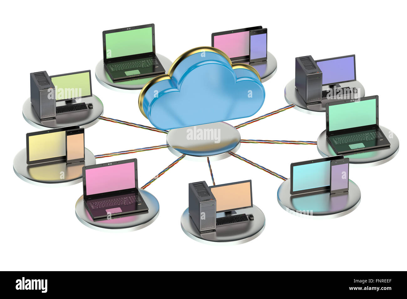Networking computing con il concetto di cloud computing Foto Stock