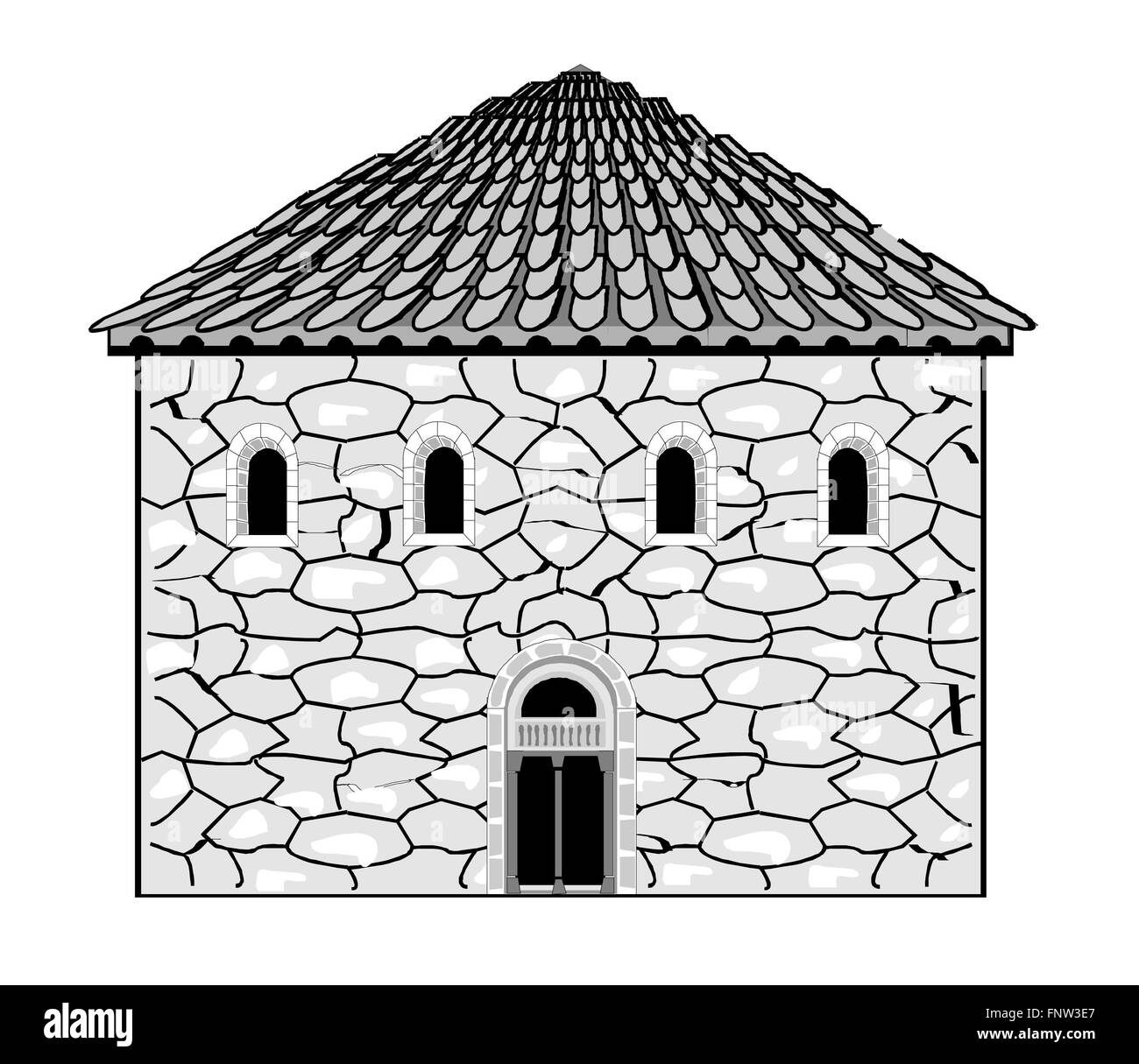 Lo stile romanico in architettura Foto Stock