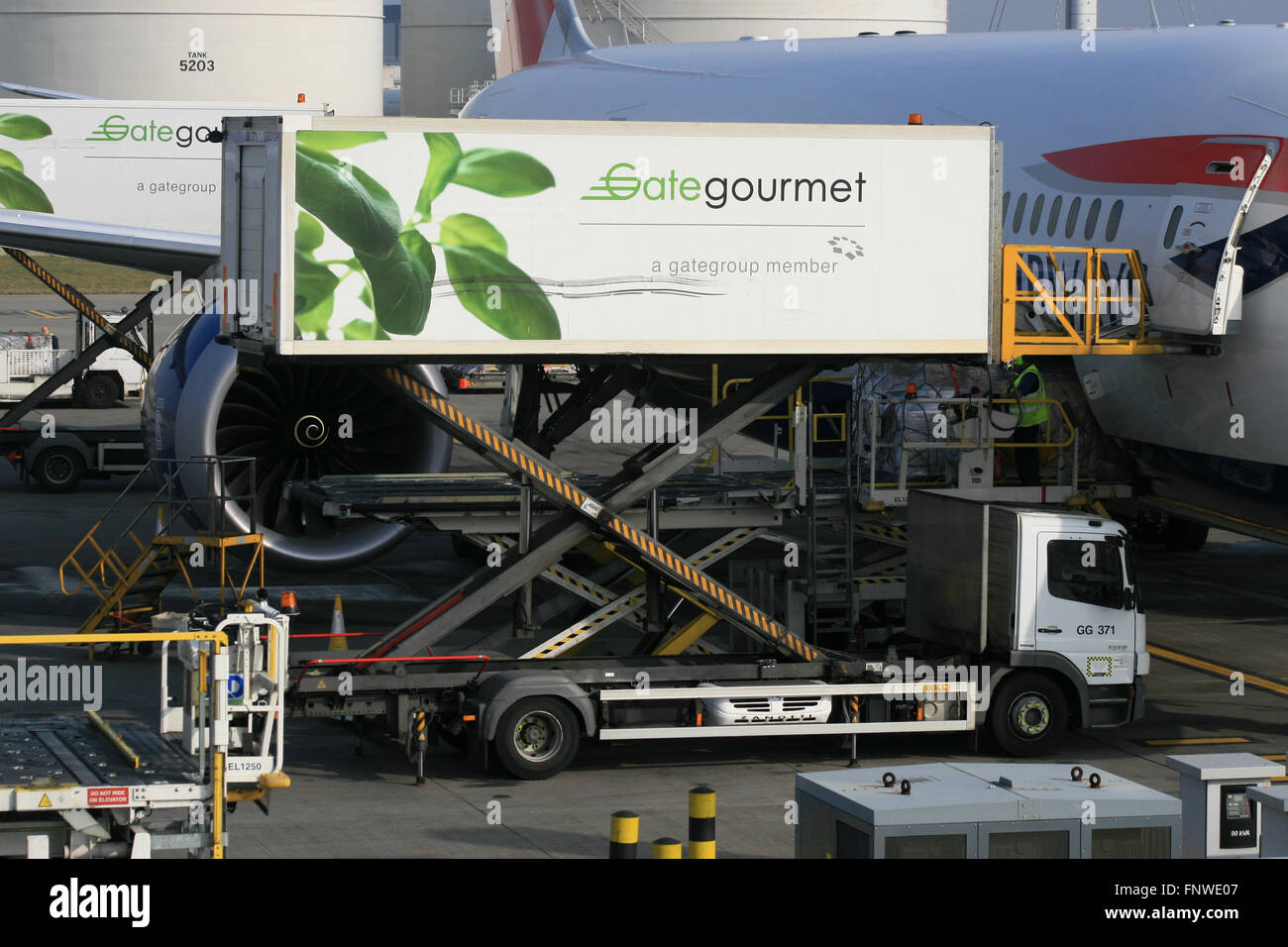 Gate Gourmet in flight catering aereo jet Foto Stock