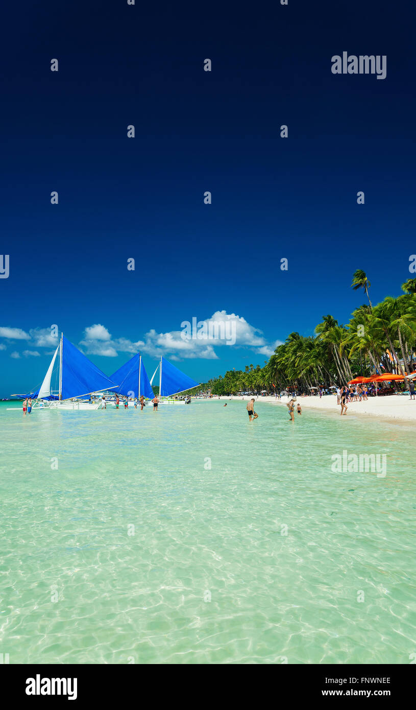 Stazione 2 area della spiaggia principale di un paradiso tropicale isola boracay filippine Foto Stock