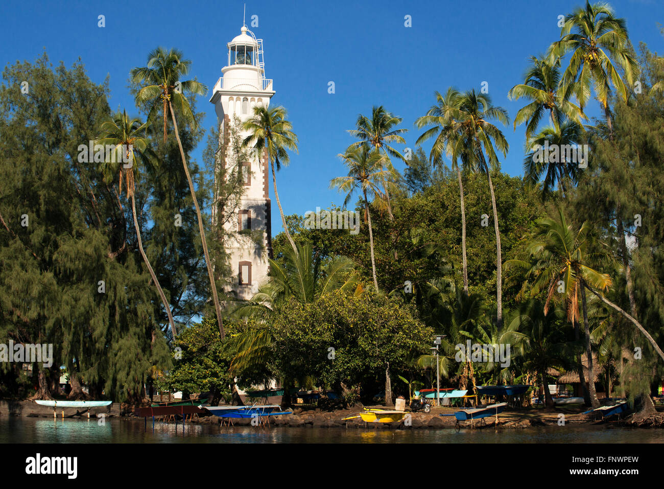 Venus point Lighthouse (aka Pointe Venus), l'isola di Tahiti, Polinesia Francese Tahiti Nui, Isole della Società, Polinesia francese, in modo Foto Stock