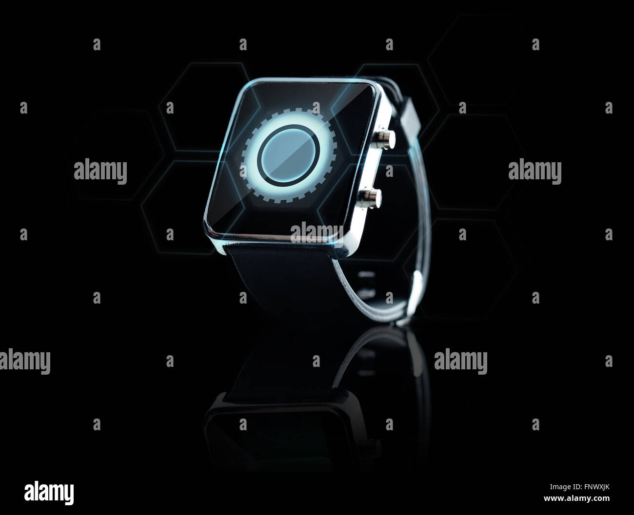 Close up di nero smart watch Foto Stock