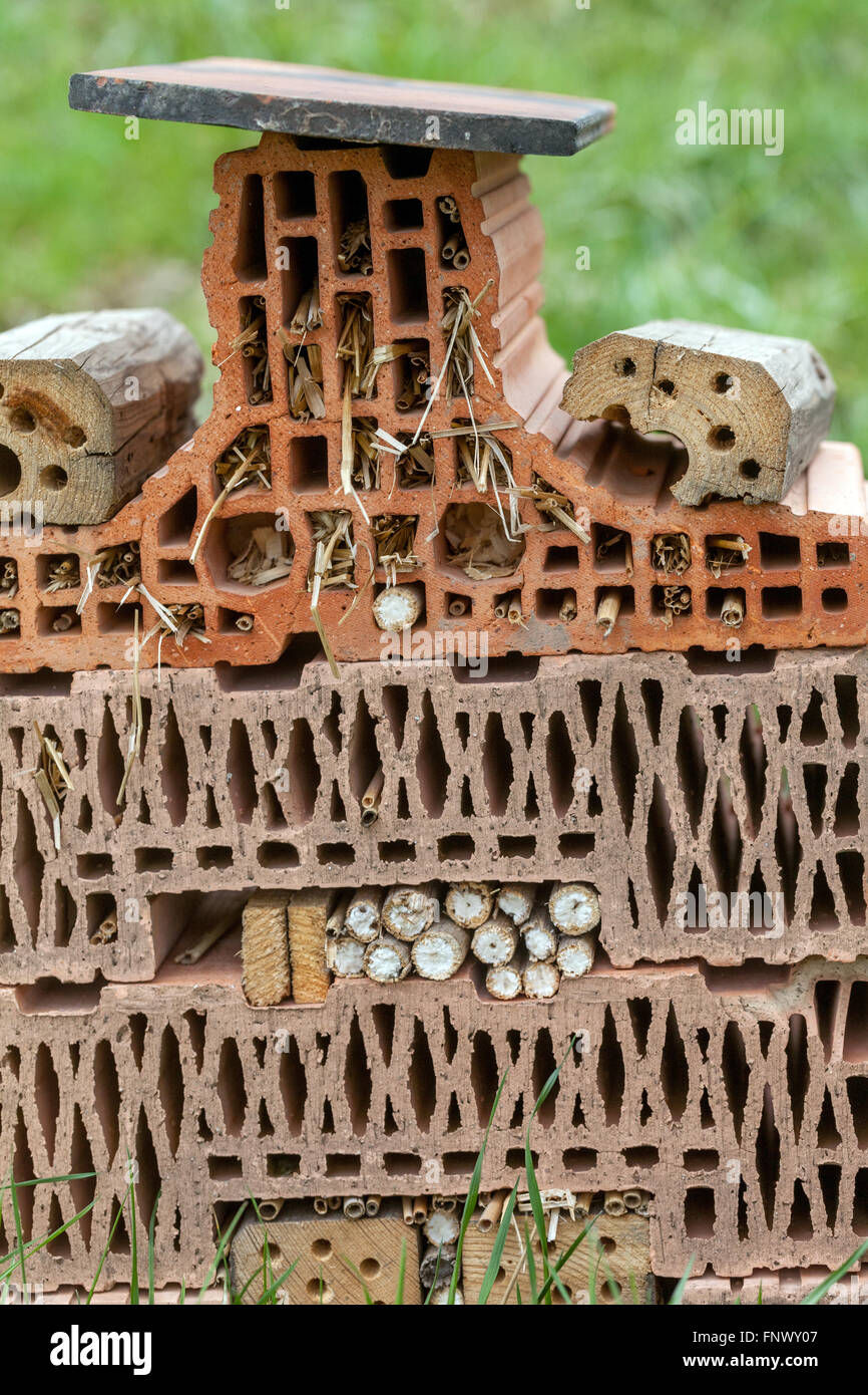 Vecchi mattoni può servire come un bug hotel per insetti Foto Stock