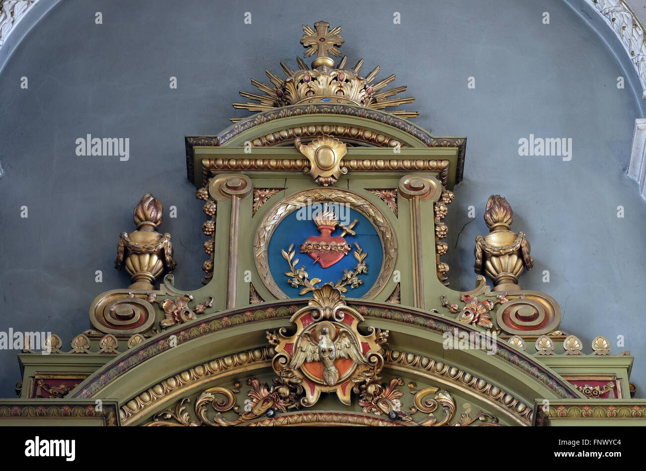 La Madonna, altare nella Basilica del Sacro Cuore di Gesù a Zagabria in Croazia Foto Stock