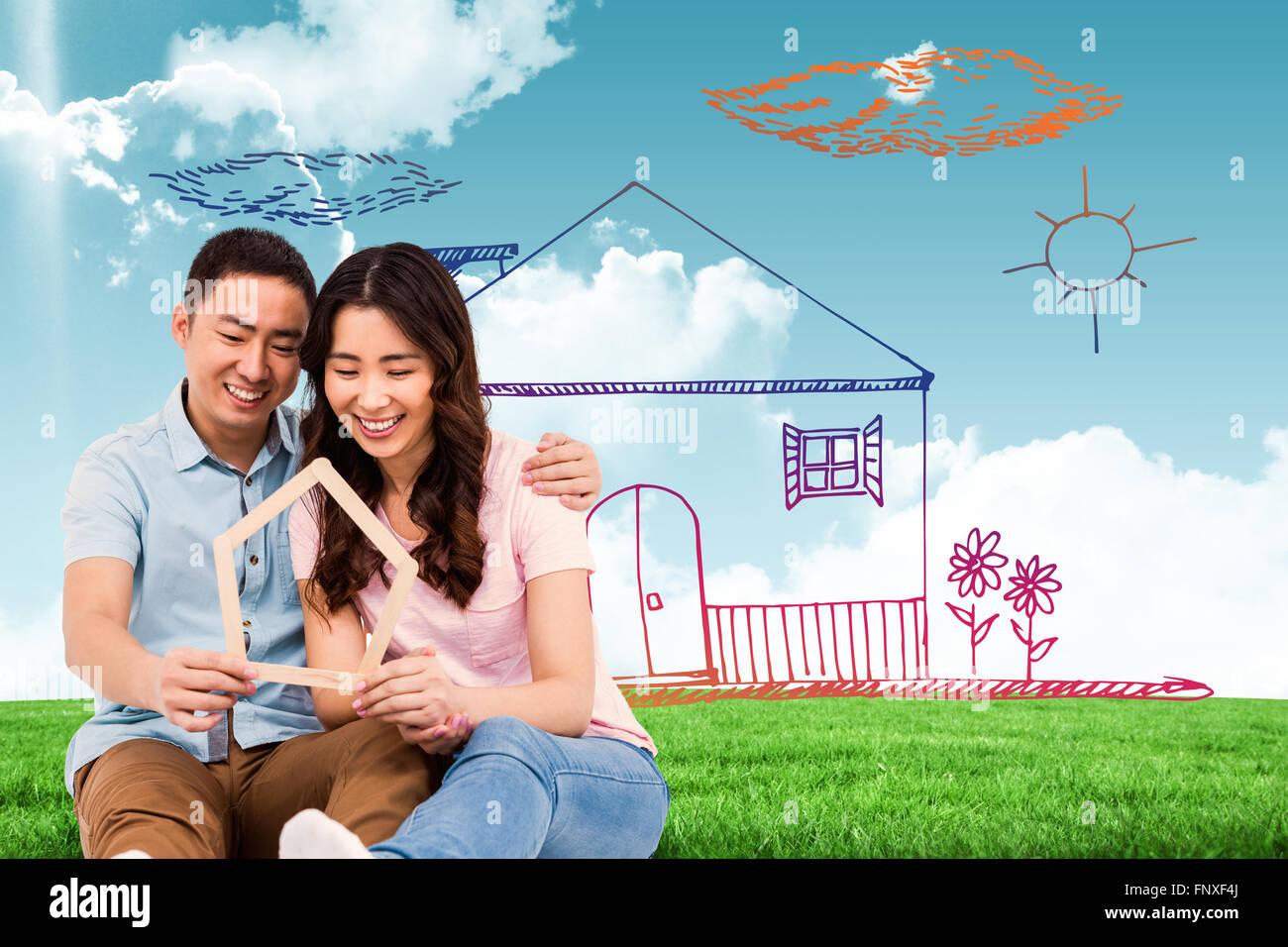 Immagine composita di affettuosa giovane telaio di contenimento Foto Stock