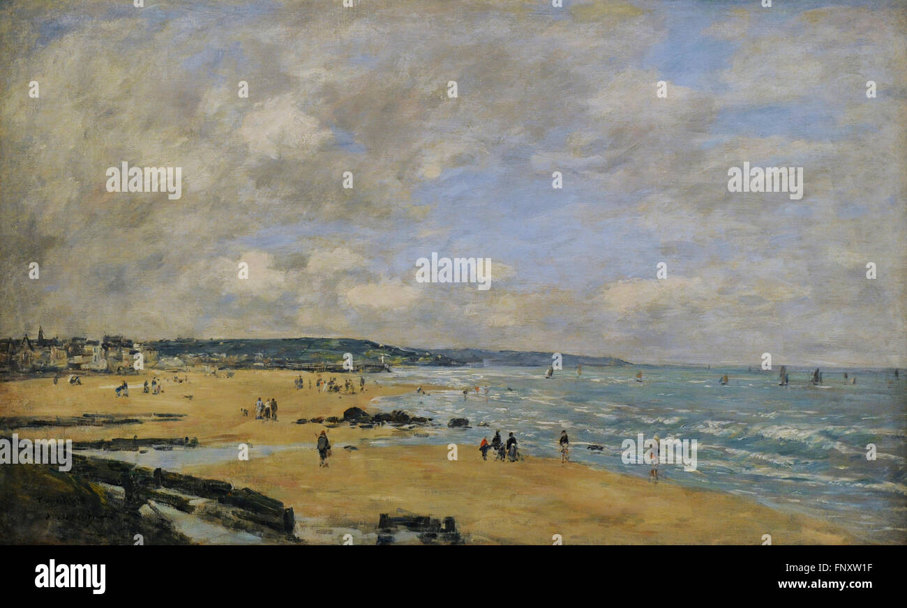 Eugène Boudin (1824-1898). Pittore Francese. Spiaggia di Trouville, 1893. Olio su tela. Lo stato Museo Hermitage. San Pietroburgo. La Russia. Foto Stock