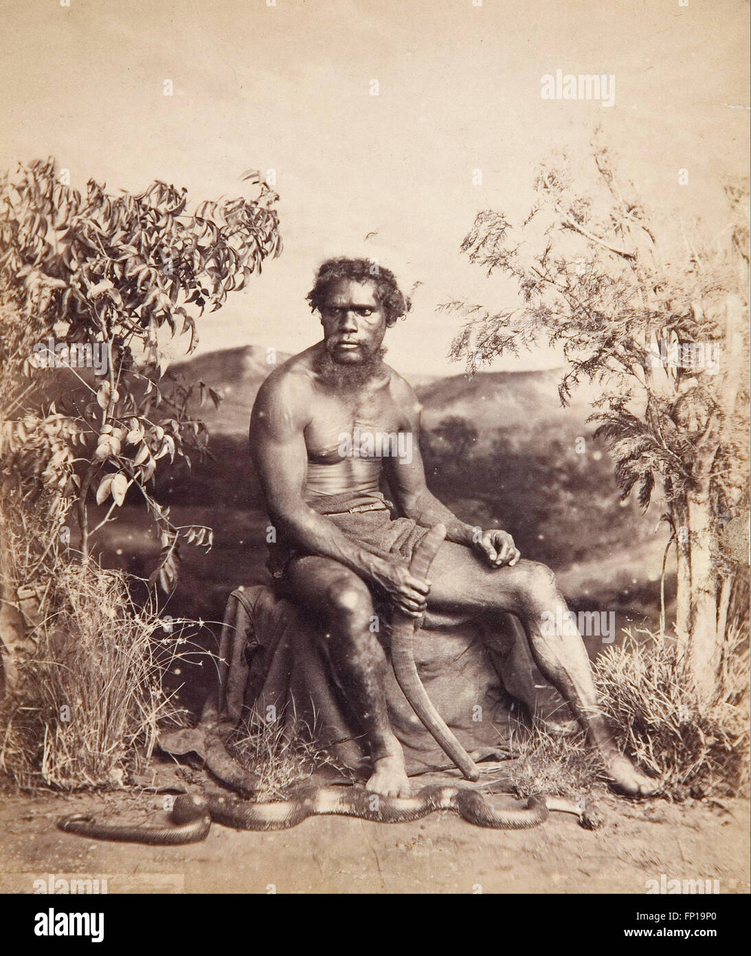 J W. Lindt - Ritratto di un aborigeno uomo Foto Stock