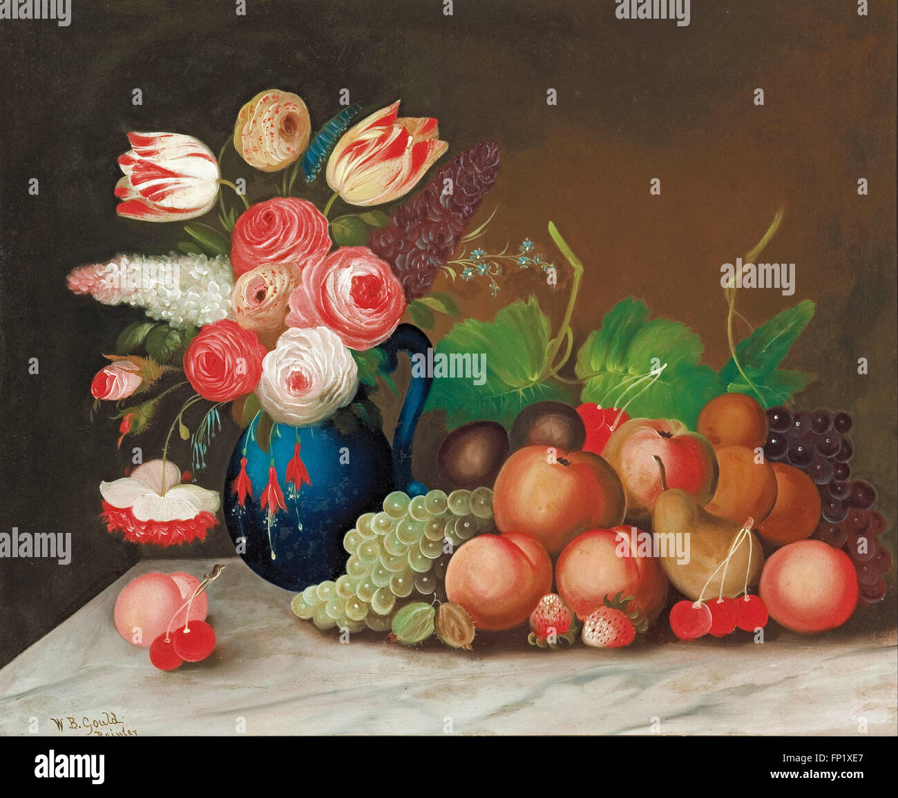 W.B. Gould - ancora vita con frutta e fiori Foto Stock