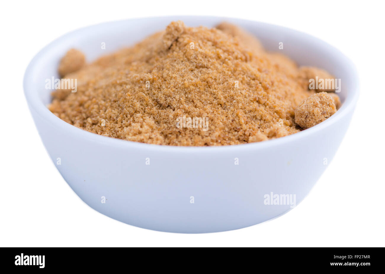 Porzione di Coco Zucchero (close-up shot) isolato su sfondo bianco Foto Stock