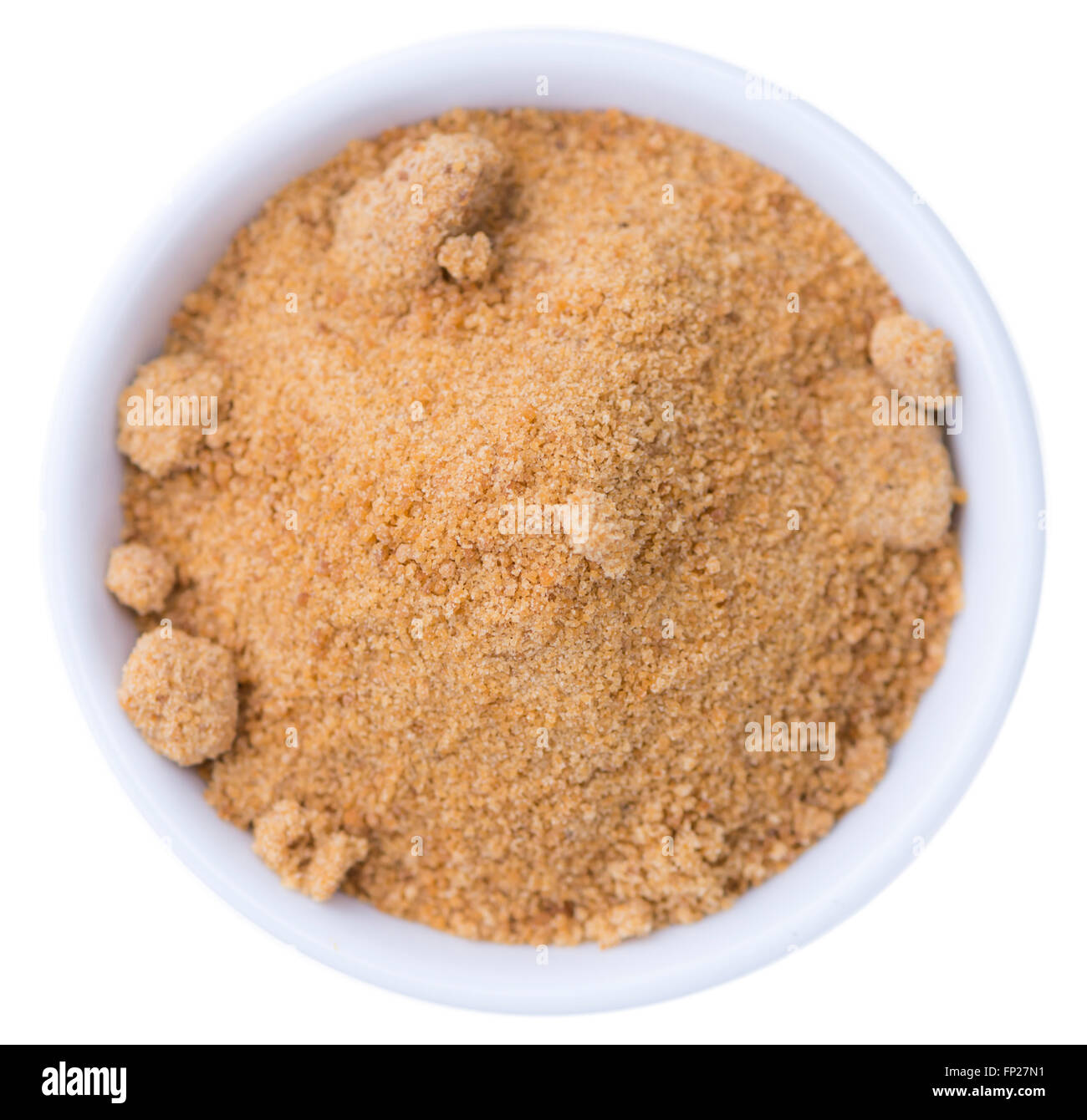 Lo zucchero di cocco (close-up shot) isolato su sfondo bianco Foto Stock