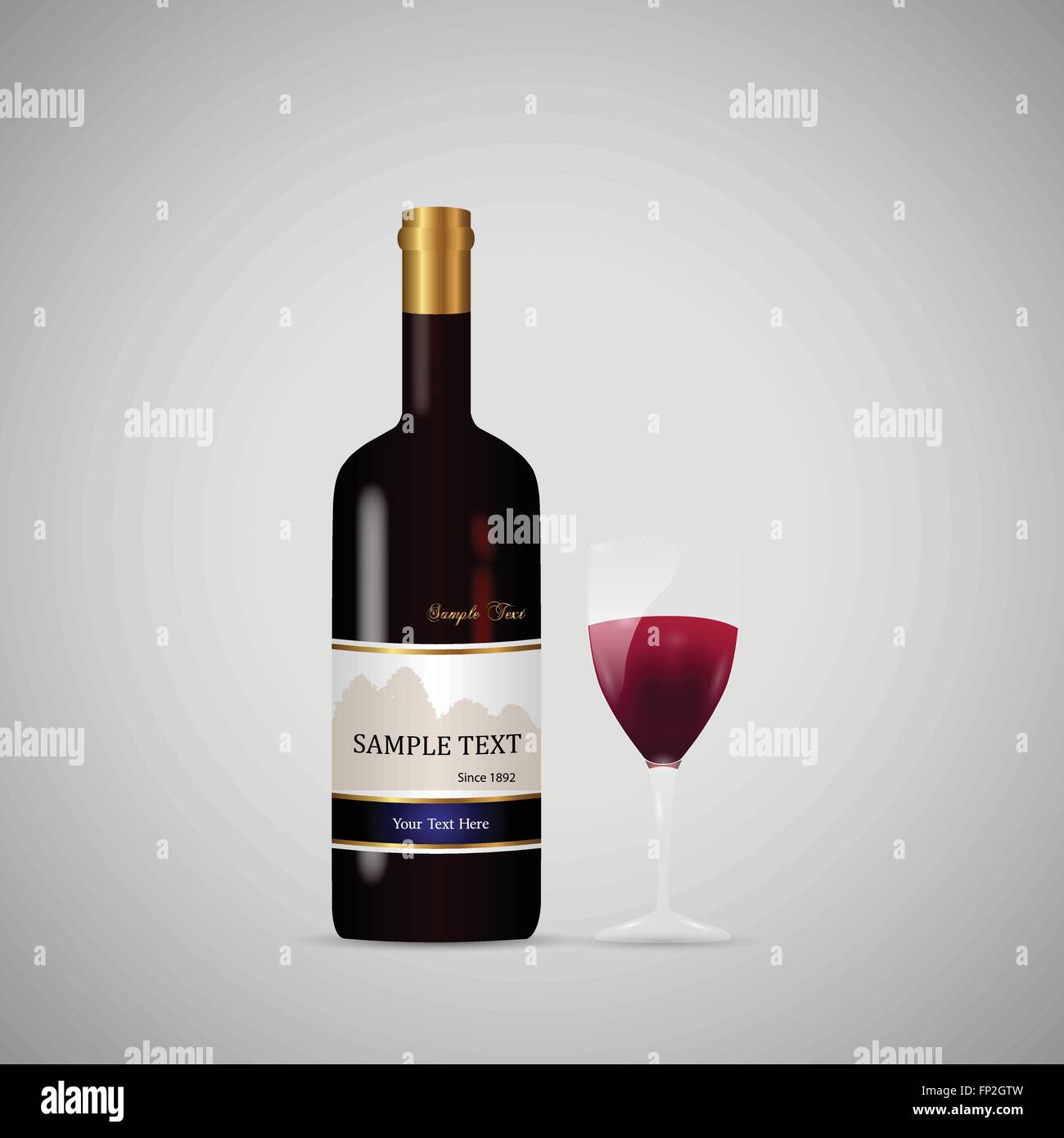 Illustrazione di una bottiglia di vino e vetro su uno sfondo grigio. Illustrazione Vettoriale Illustrazione di una bottiglia di vino e vetro su uno sfondo grigio. Illustrazione Vettoriale