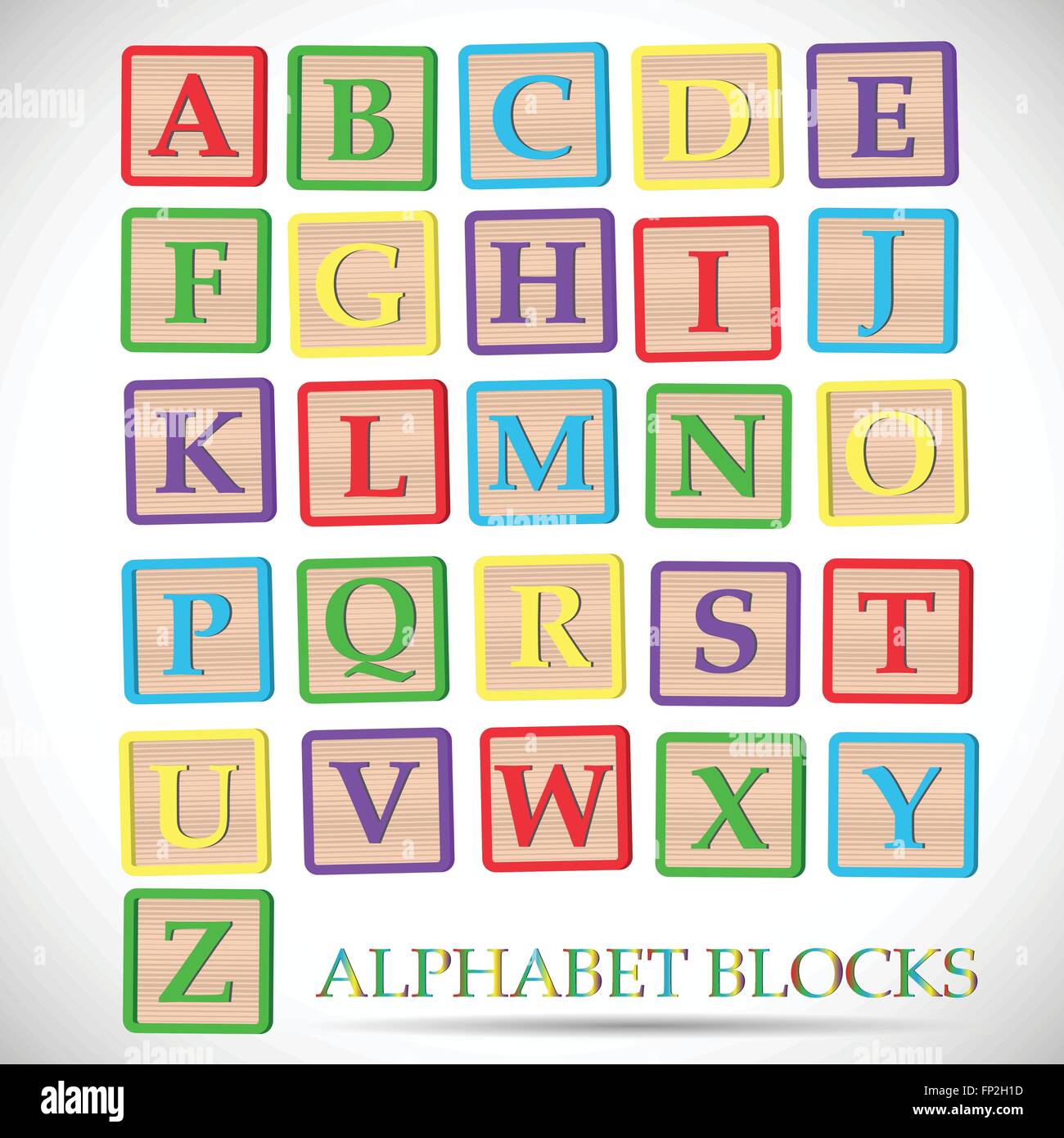 Illustrazione di alfabeto coloful blocchi isolati su uno sfondo bianco. Illustrazione Vettoriale Illustrazione di alfabeto coloful blocchi isolati su uno sfondo bianco. Illustrazione Vettoriale