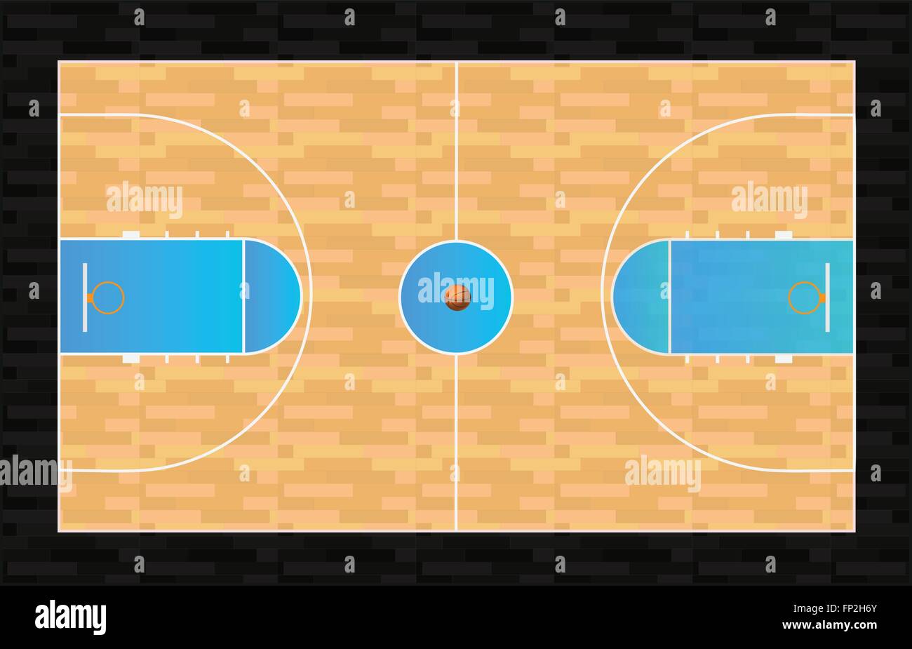Illustrazione di un campo da pallacanestro con basket. Illustrazione Vettoriale