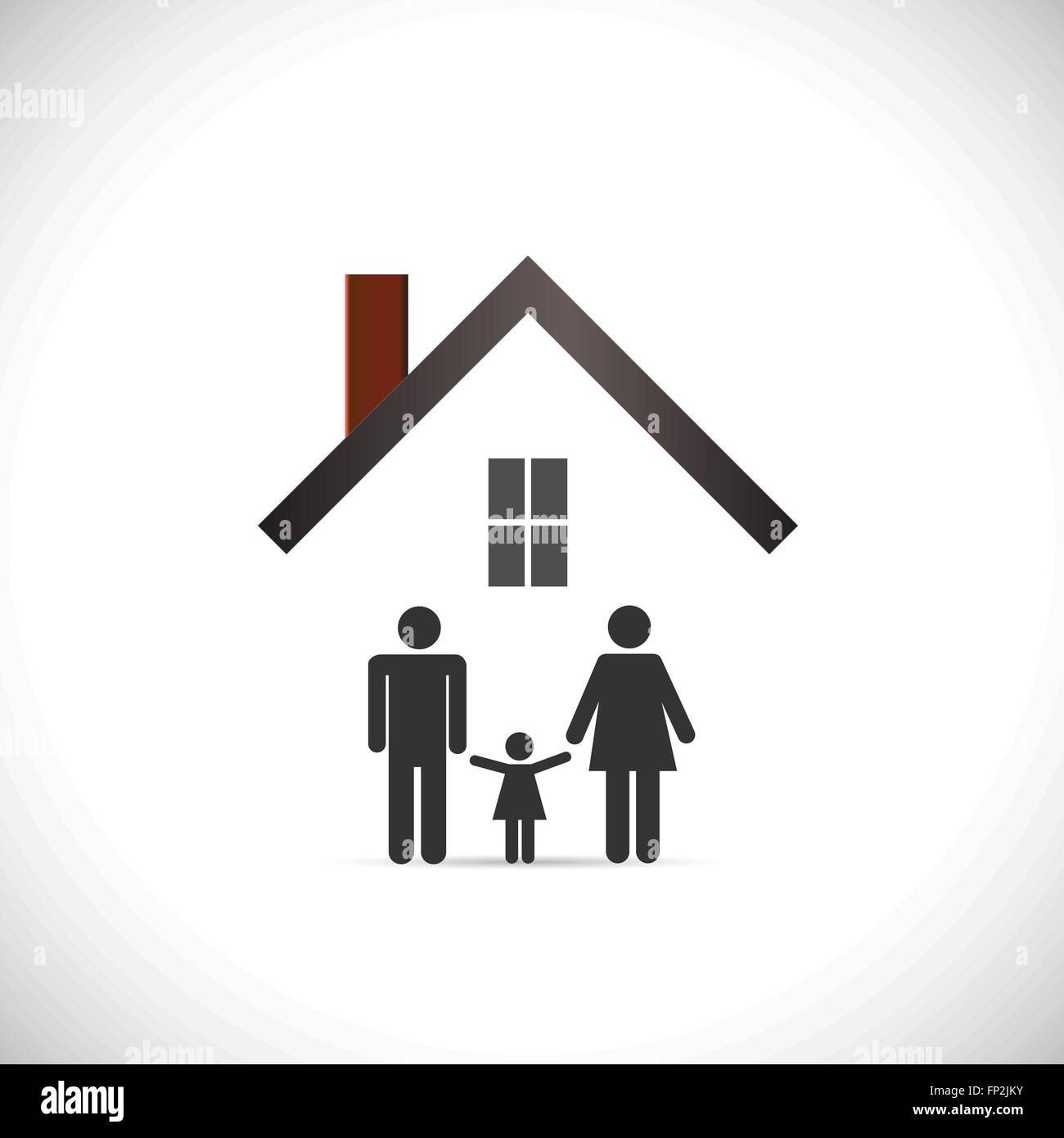 Concetto di immagine di una famiglia sotto un abstract house design isolato su uno sfondo bianco. Illustrazione Vettoriale Concetto di immagine di una famiglia sotto un abstract house design isolato su uno sfondo bianco. Illustrazione Vettoriale