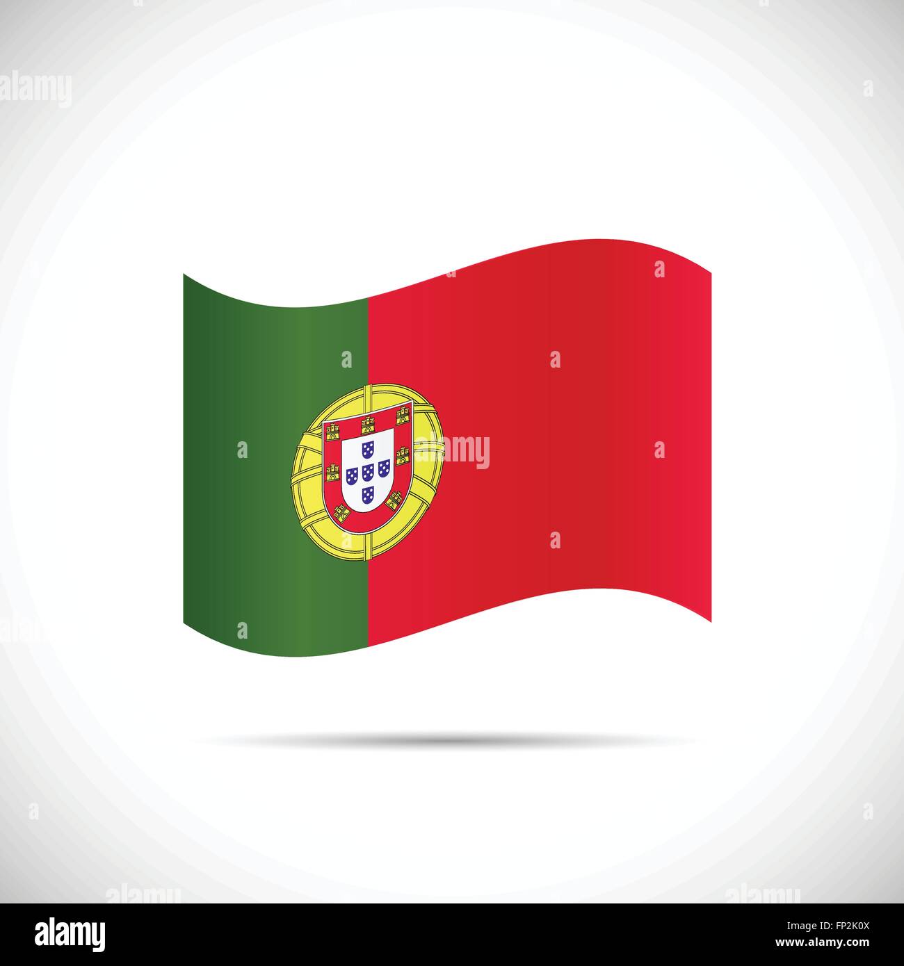 Illustrazione della bandiera del Portogallo isolato su uno sfondo bianco. Illustrazione Vettoriale