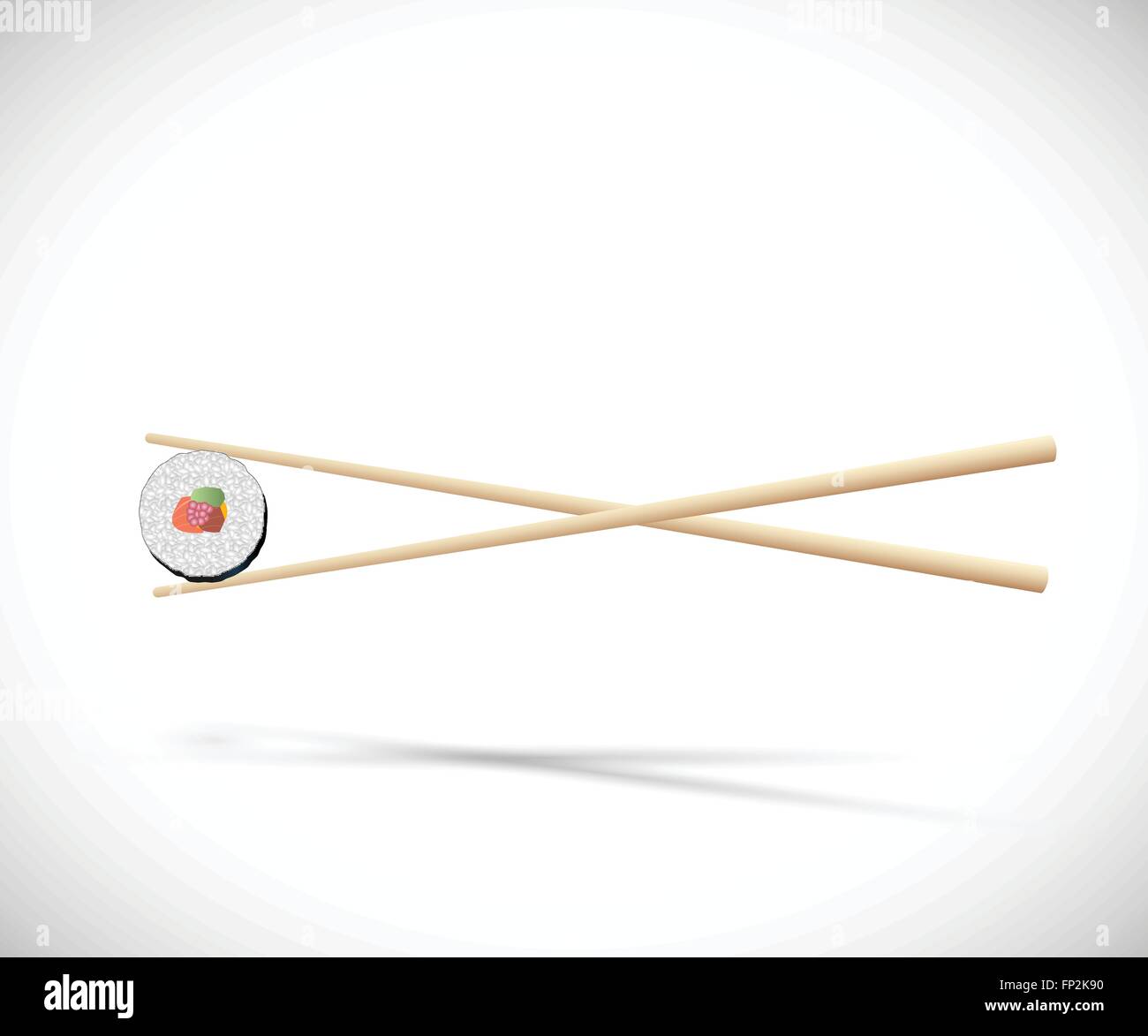 Illustrazione di sushi e bacchette isolato su uno sfondo bianco. Illustrazione Vettoriale