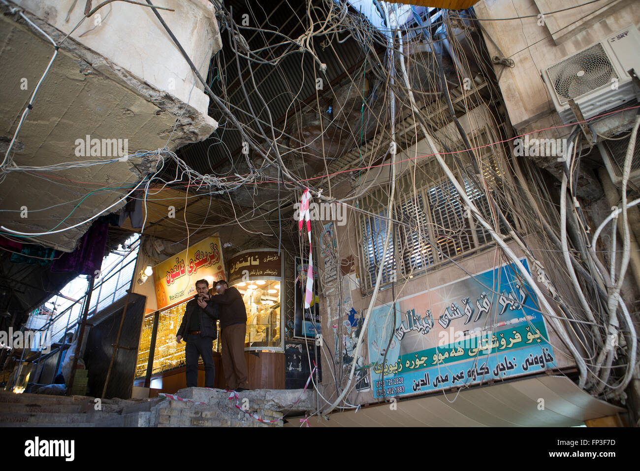 Rete elettrica a Erbil, Iraq Foto Stock