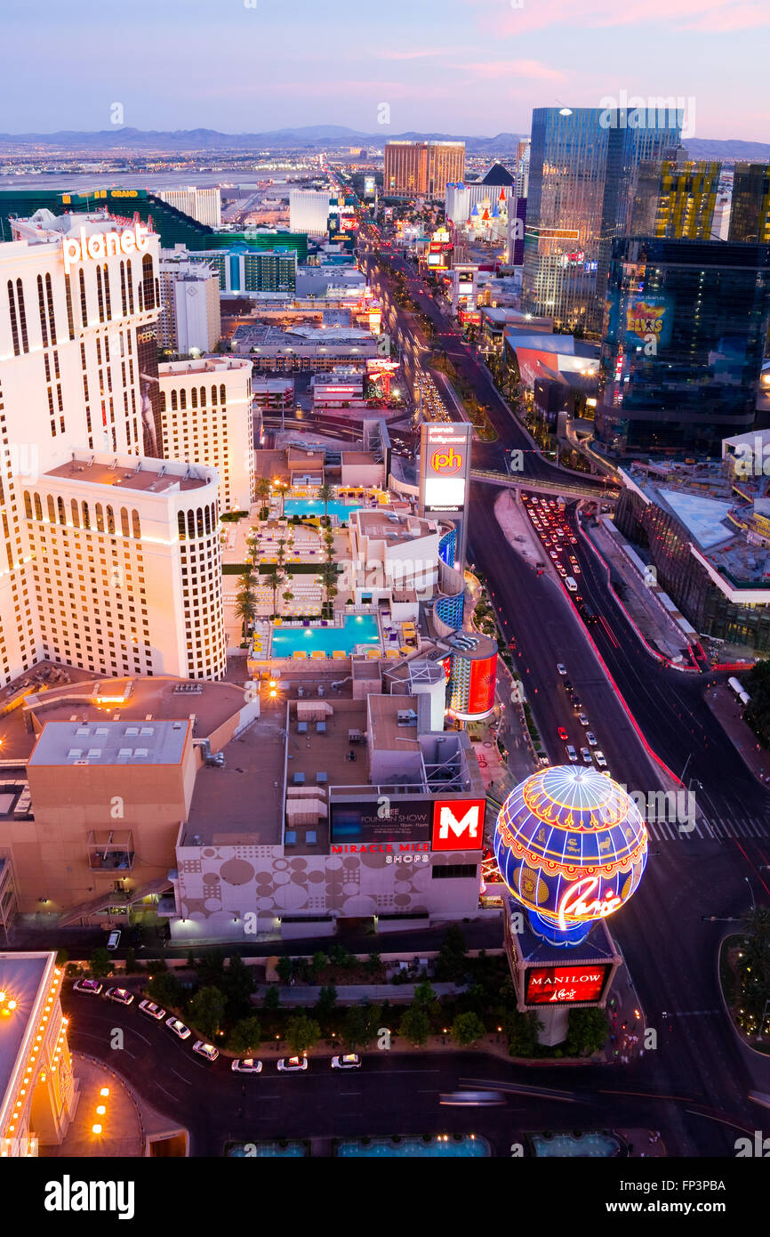 Una veduta aerea della Strip di Las Vegas Foto Stock