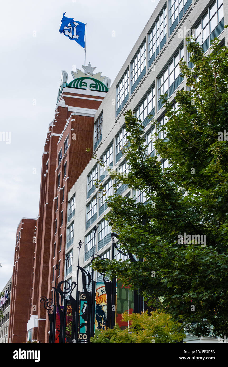 Starbucks Corporation headquarters building a Seattle, Washington, Stati Uniti d'America Foto Stock