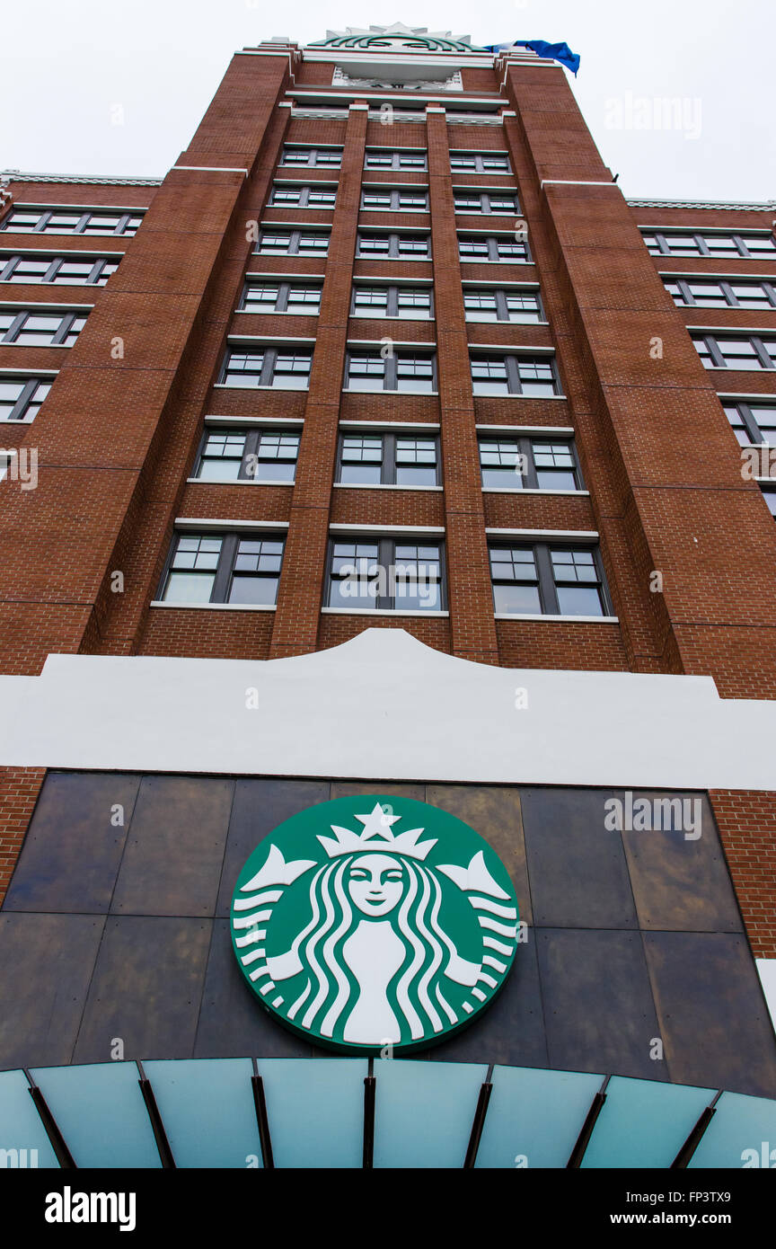 Starbucks Corporation headquarters building a Seattle, Washington, Stati Uniti d'America Foto Stock