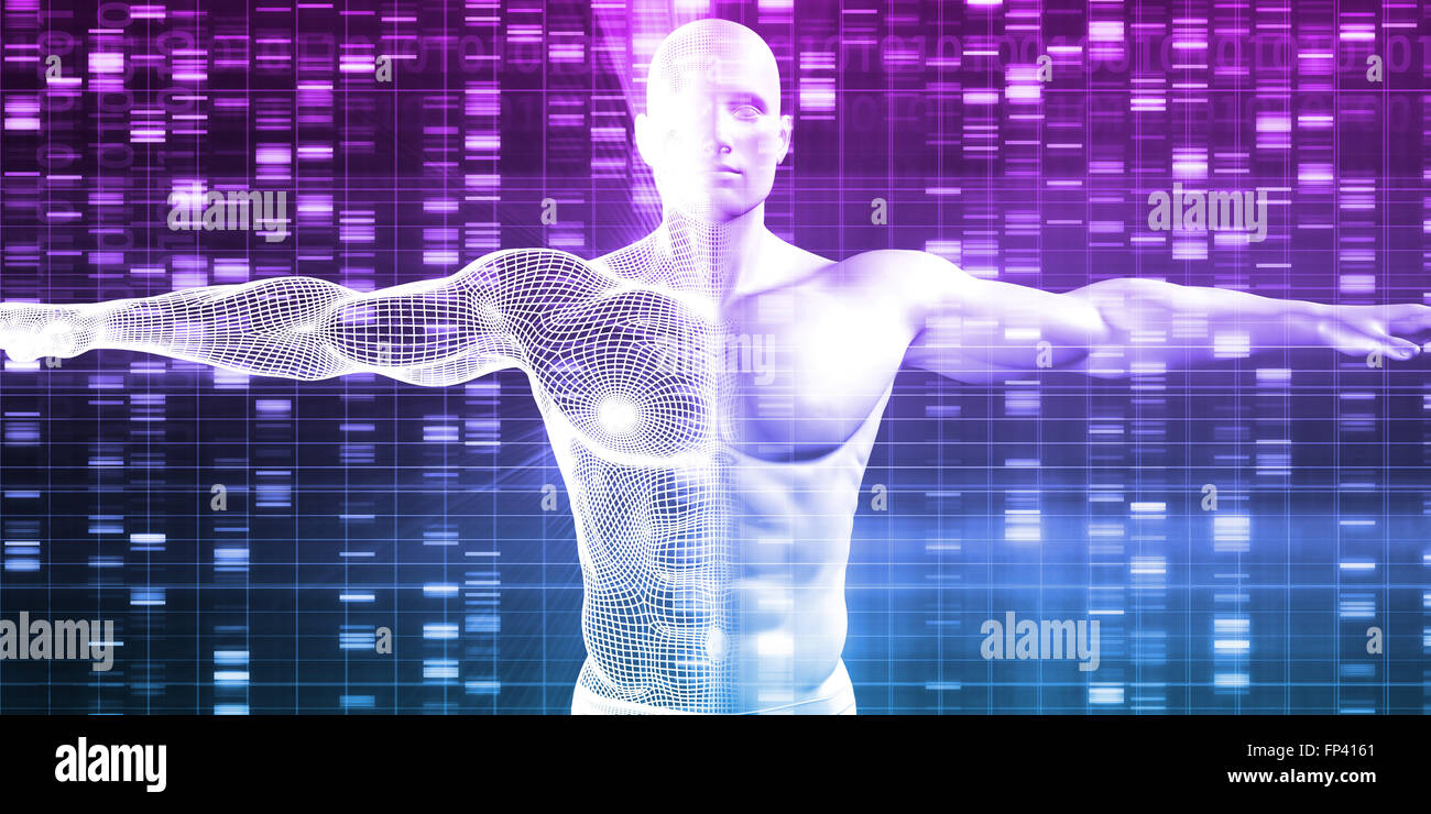 La genetica con i dati della scienza come un concept futuristico Foto Stock