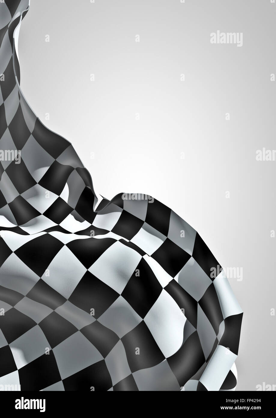 Bandiera a scacchi / 3D render di sventolare della bandiera a scacchi Foto Stock