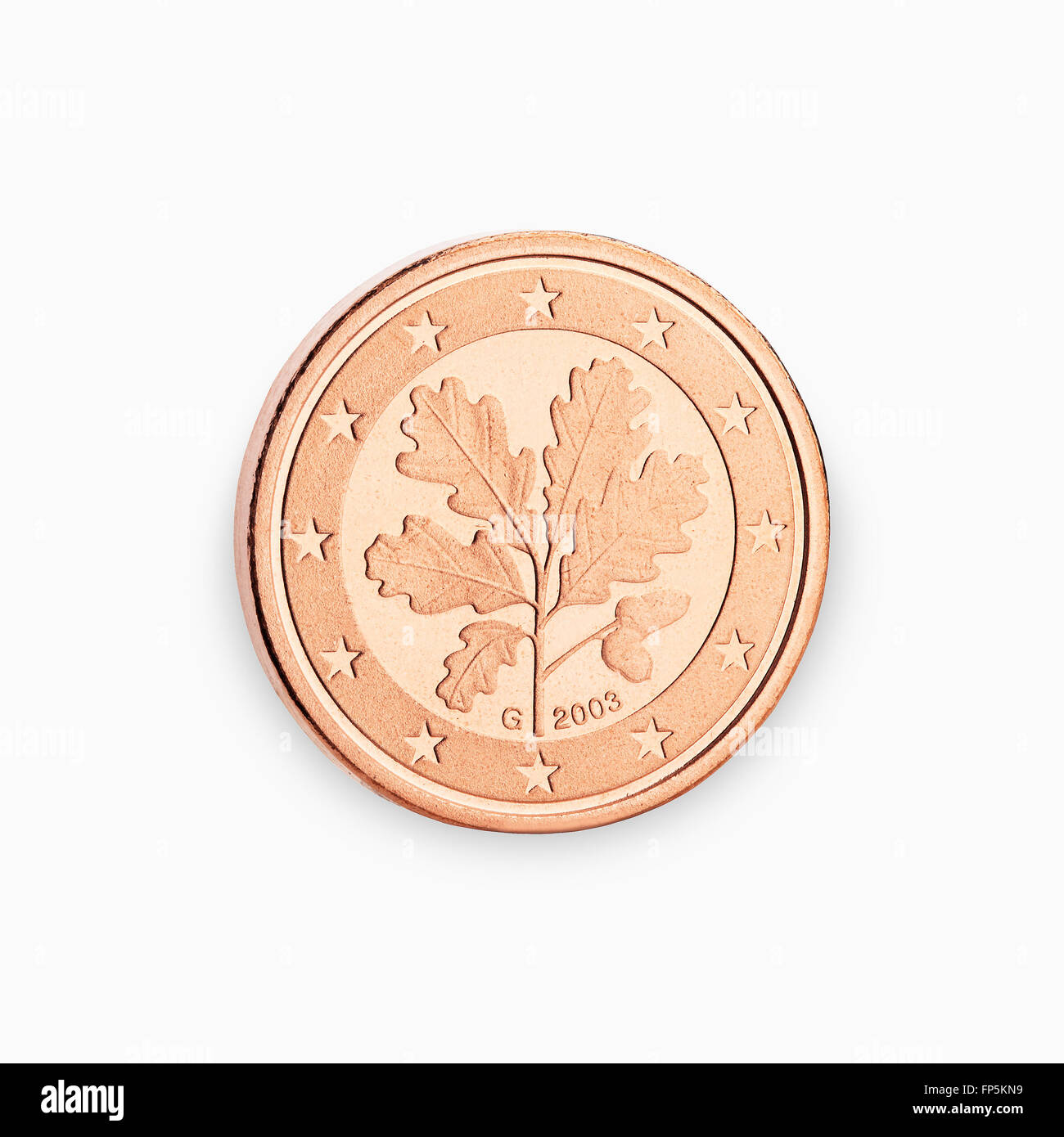 Una moneta euro cent isolati su sfondo bianco Foto Stock