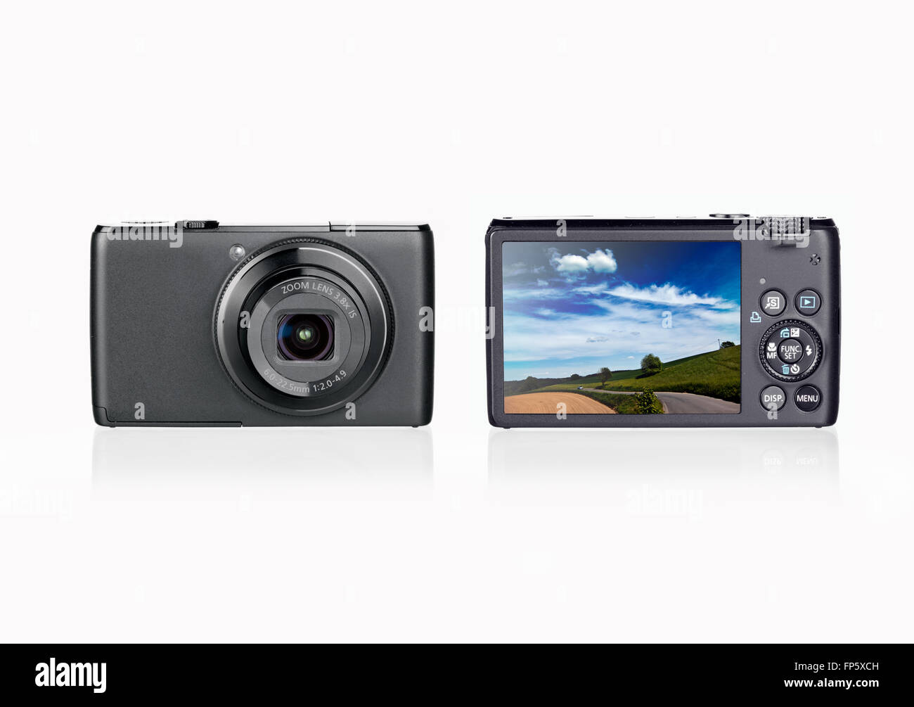 Fotocamera digitale isolato su sfondo bianco Foto Stock