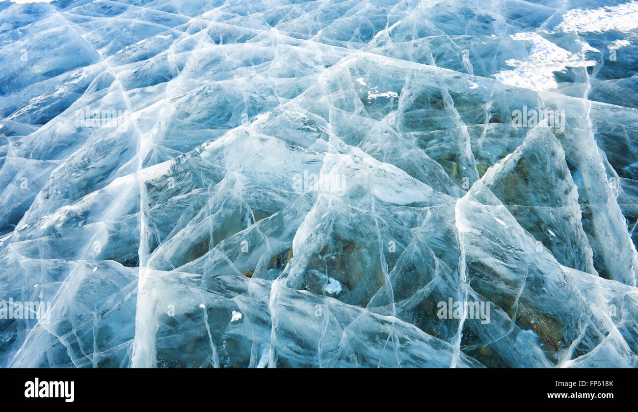 Il ghiaccio naturale nel lago Hovsgol . Mongolia Foto Stock