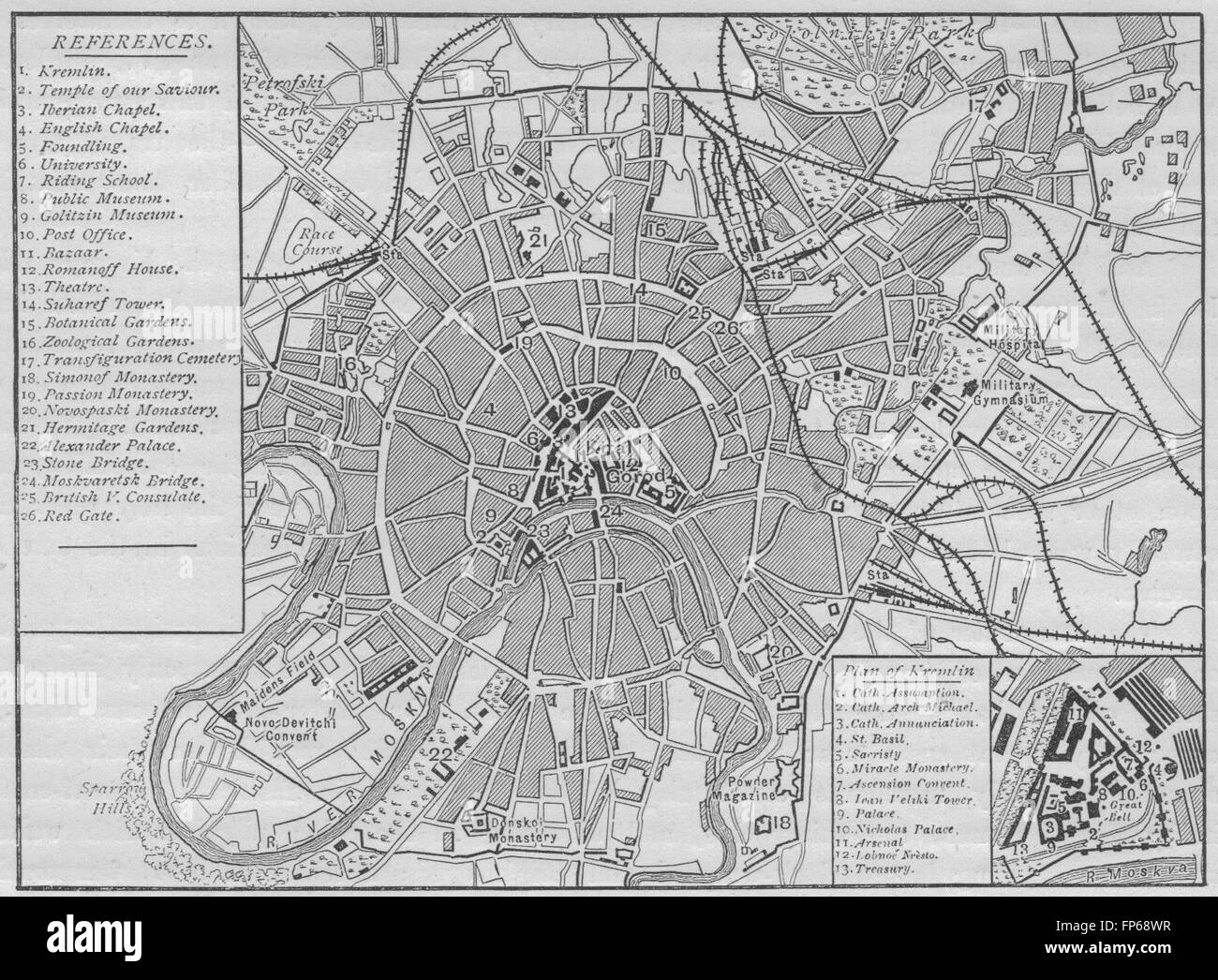 Mosca: Piano di Mosca, 1882 Mappa antichi Foto Stock