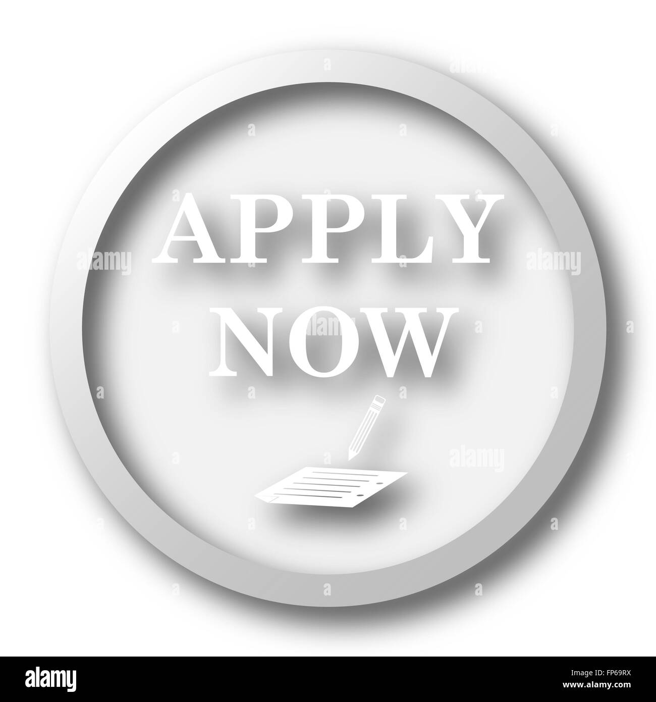 Applica ora icona. Pulsante Internet su sfondo bianco. Foto Stock