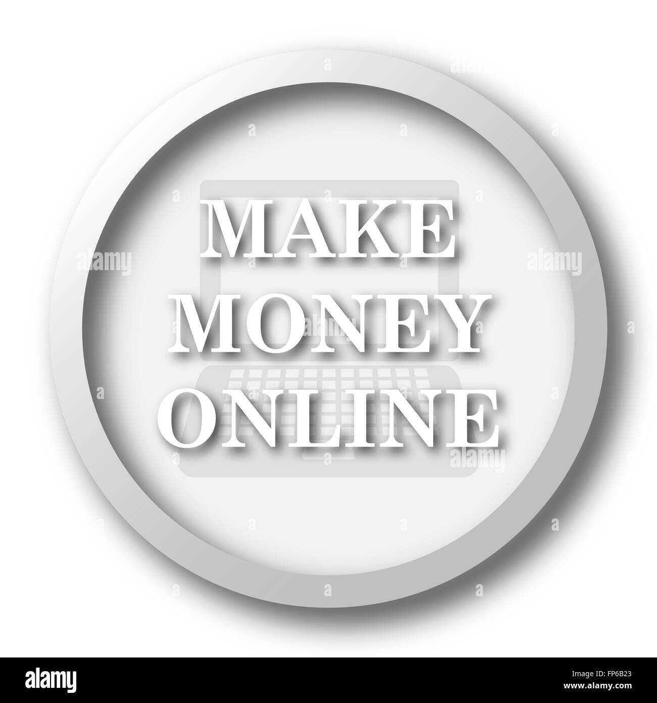 Rendere i soldi in linea icona. Pulsante Internet su sfondo bianco. Foto Stock