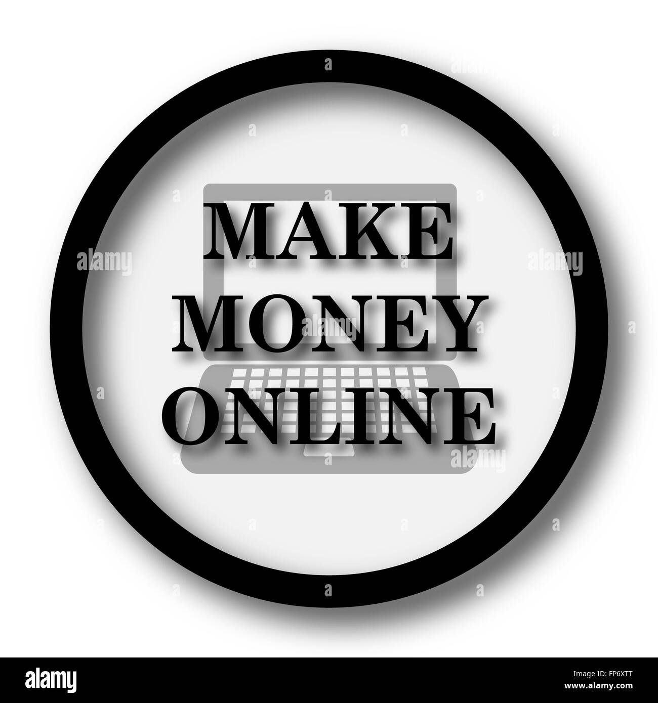 Rendere i soldi in linea icona. Pulsante Internet su sfondo bianco. Foto Stock