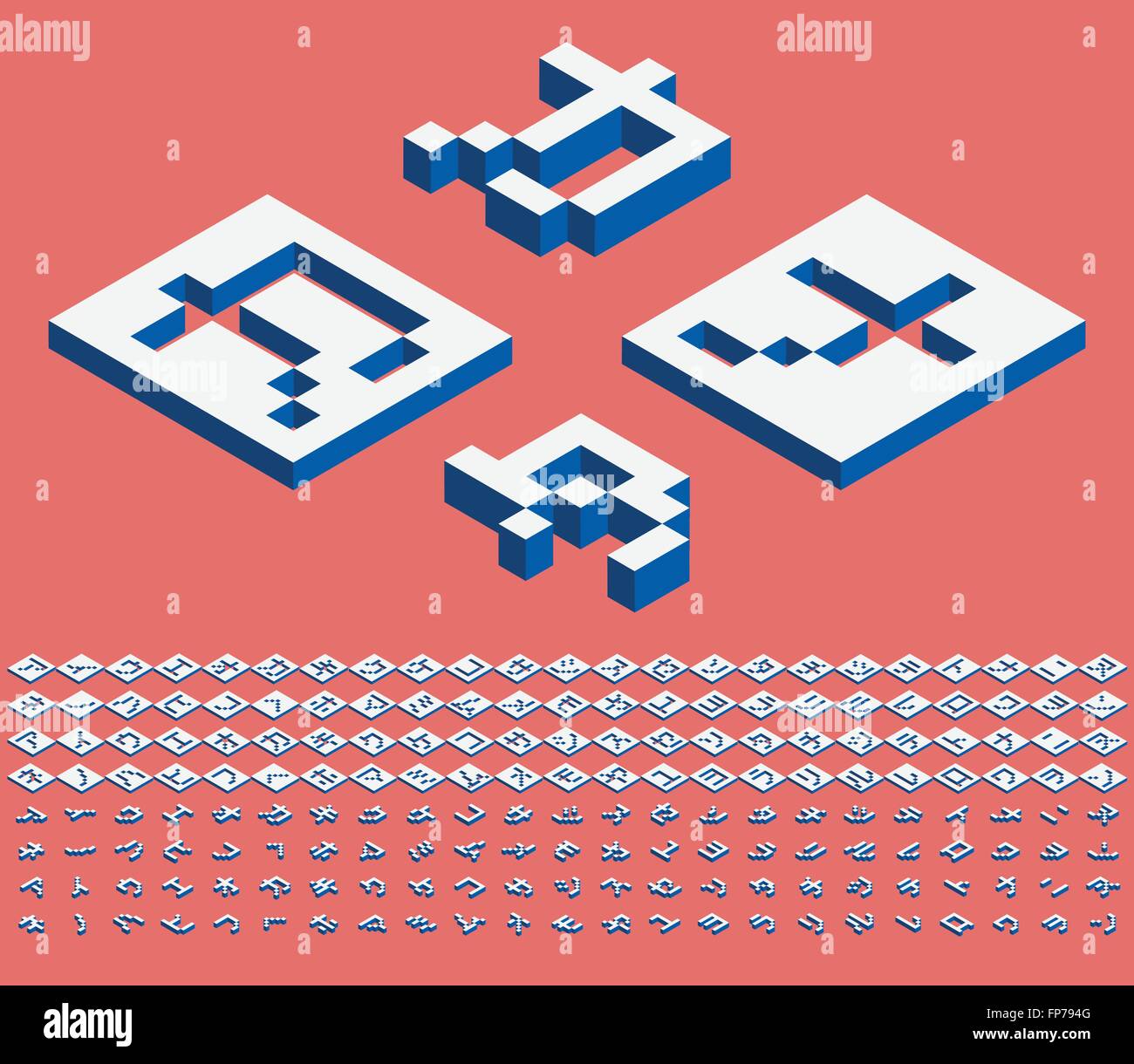 Katakana sopra isometrica Illustrazione Vettoriale