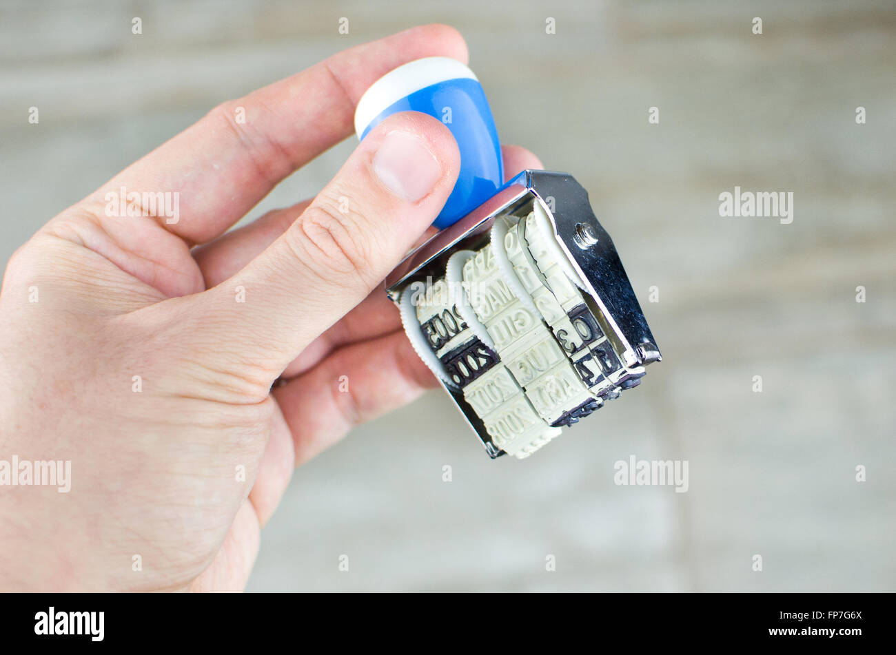Mano timbro di gomma Foto Stock