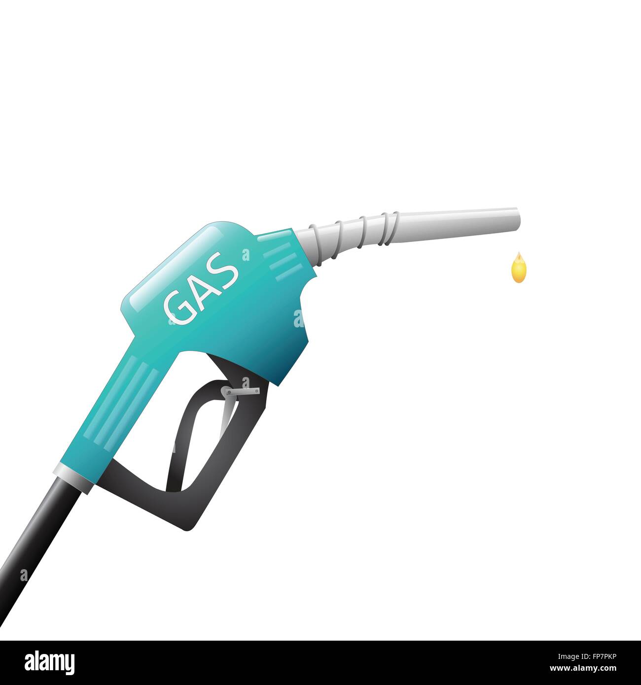 Immagine di una pompa a gas con una goccia di carburante isolato su uno sfondo bianco. Illustrazione Vettoriale