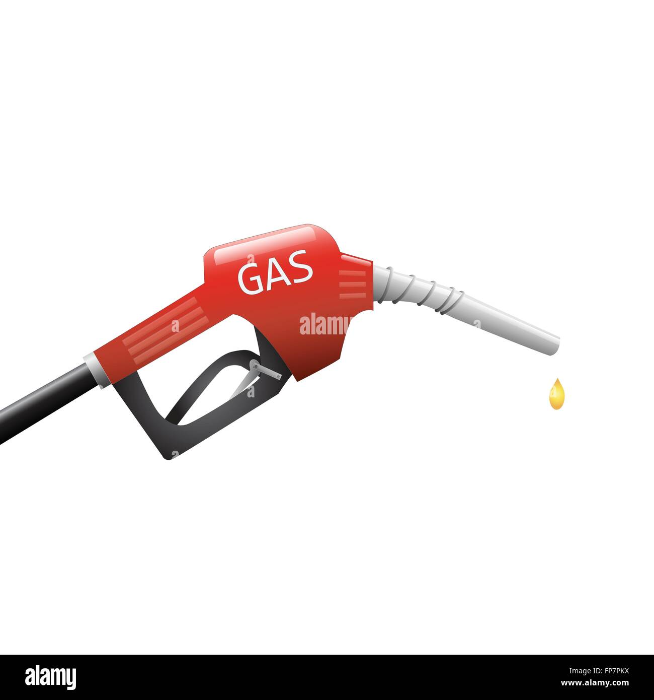 Immagine di una pompa a gas con una goccia di carburante isolato su uno sfondo bianco. Illustrazione Vettoriale