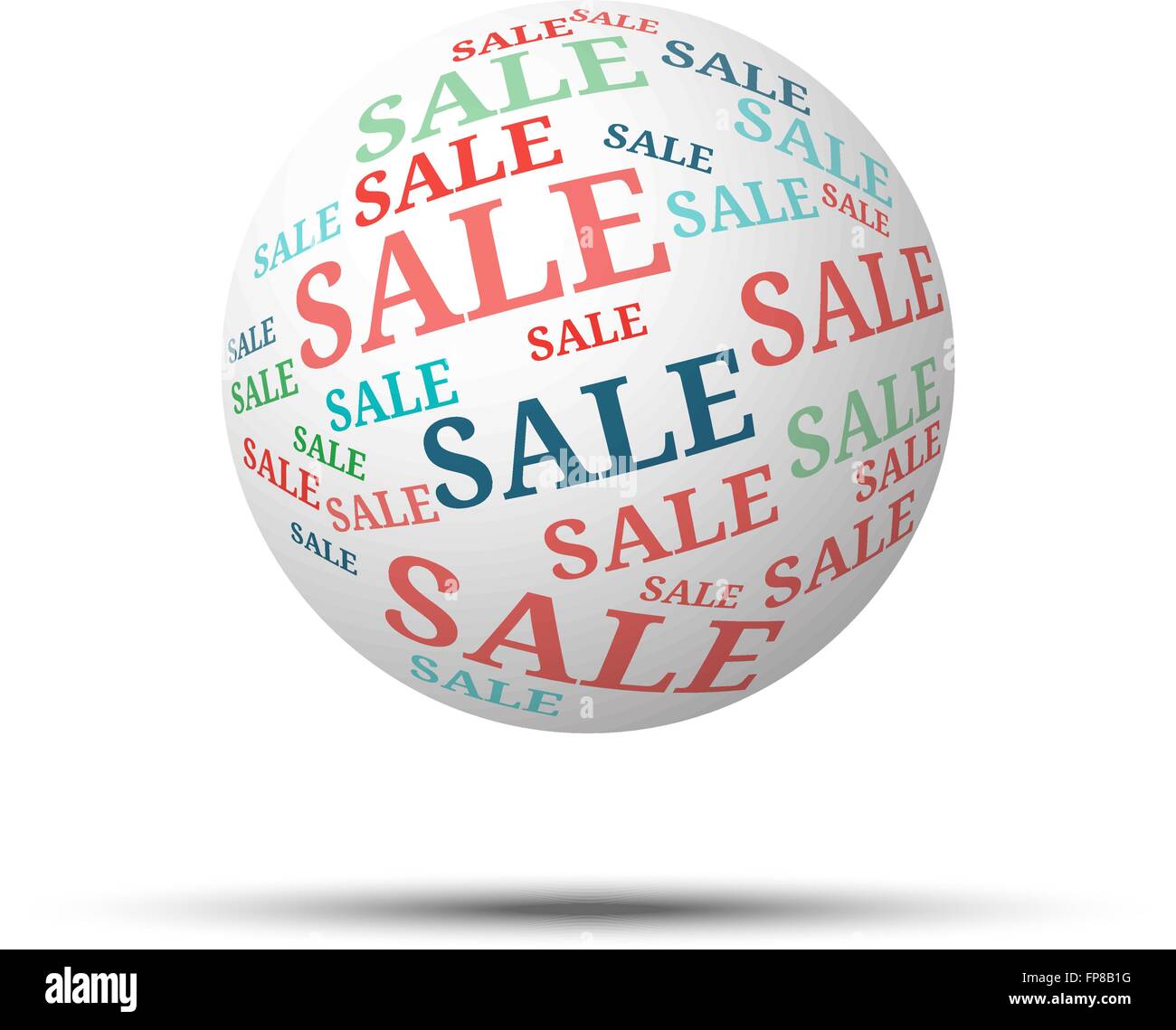 Tag cloud sfera Vendita, isolati su sfondo bianco Illustrazione Vettoriale
