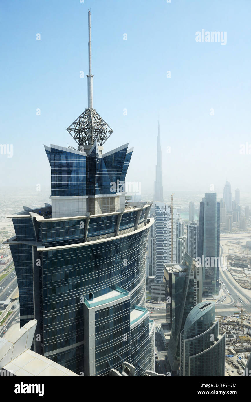 La vista sul paesaggio urbano di Dubai, Emirati Arabi Uniti Foto Stock