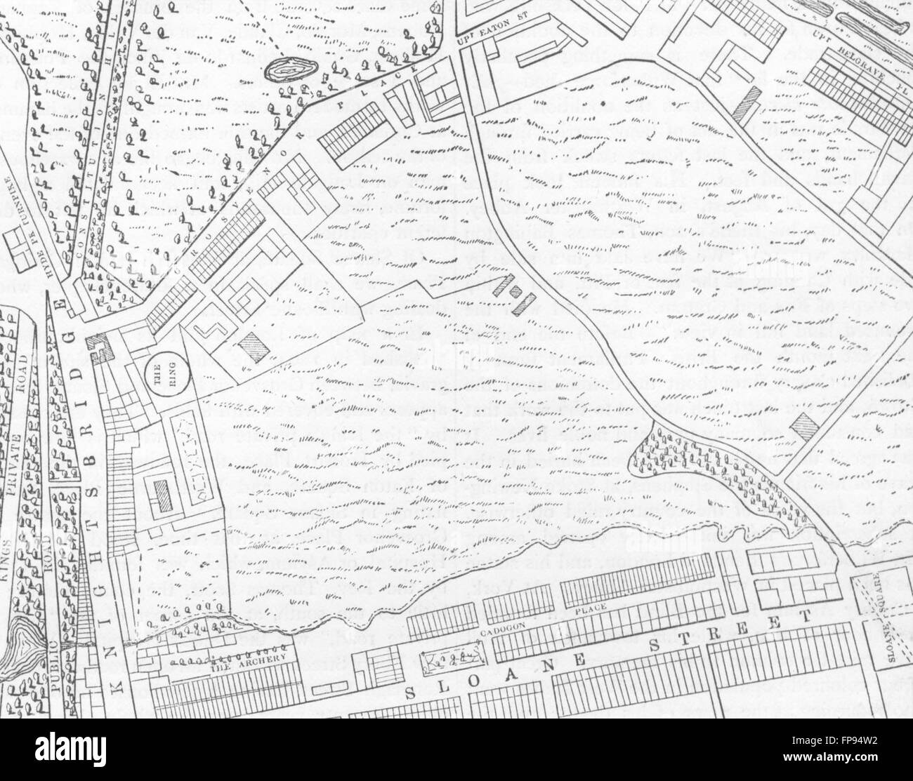 Londra: Belgravia: Mappa di, 1814, 1880 Foto Stock