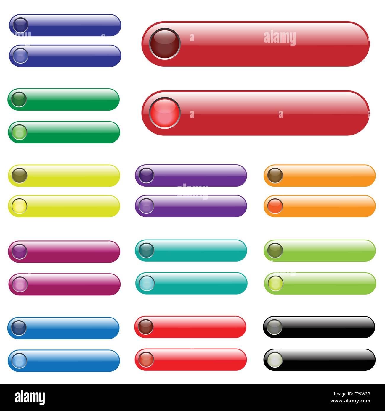 Varie web colorato bar. (Spento e Acceso) Illustrazione Vettoriale