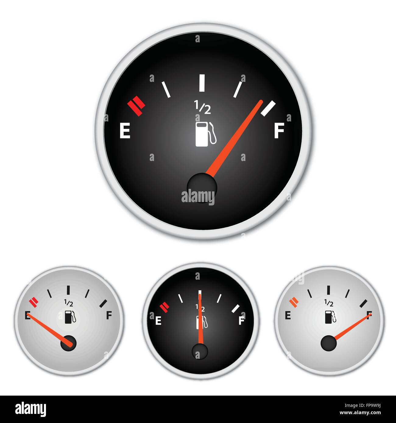 Immagine di vari misuratori di gas isolate su uno sfondo bianco. Illustrazione Vettoriale