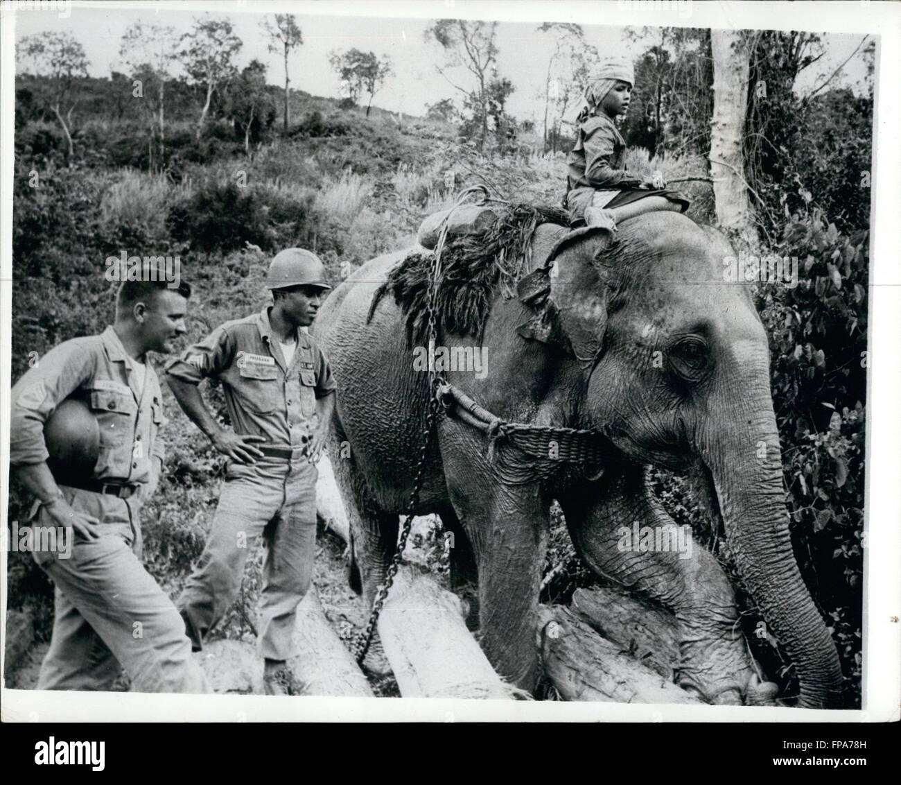 1959 - Gli Uomini del ventisettesimo fanteria Gruppo di Combattimento, U.S. Esercito, sono state percorse dalle Hawaii alla giungla rendezvous 40 miglia ad ovest di Korat sul confine Thai-Laos, seguendo gli sviluppi della situazione in Laos, di recente. Vi sono la lotta contro il calore intenso, letale serpenti e dubbia dei monaci buddisti in abiti dello zafferano che può ben essere l'invio di report di intelligence per il nemico sui movimenti di truppe e fornire stime. Ma gli americani non si scherza; come il clima può consentire la denominazione, la loro pista ''Friendship Highway'' e lavorare su quello che eufemisticamente chiamata 'ddifensiva'' posizioni lungo la gree Foto Stock