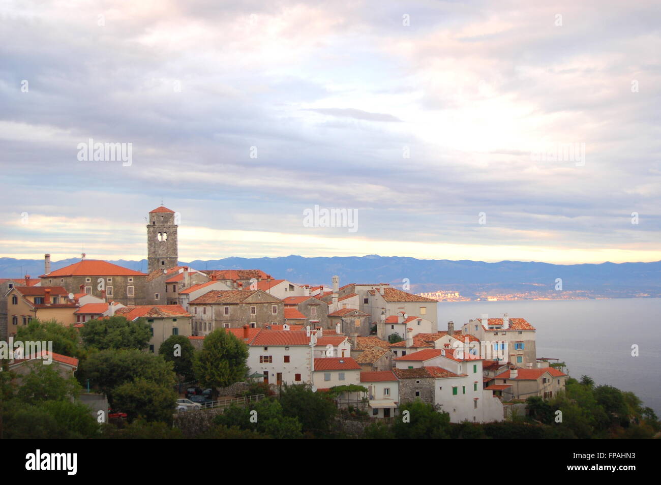 Scena pittoresco villaggio di Brsec in Istria, Croazia Foto Stock