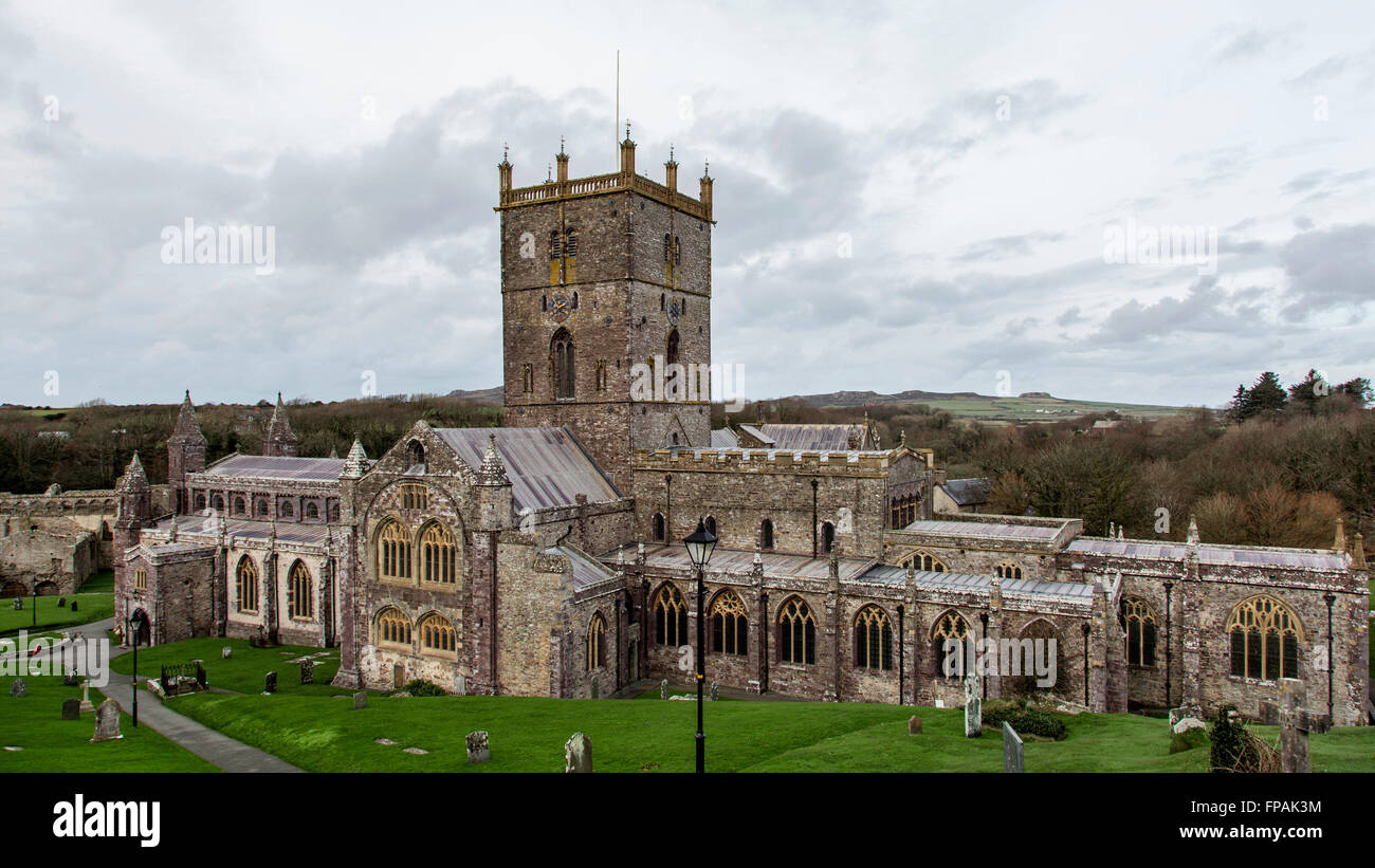 Saint davids cattedrale pembrokeshire Wales UK Foto Stock