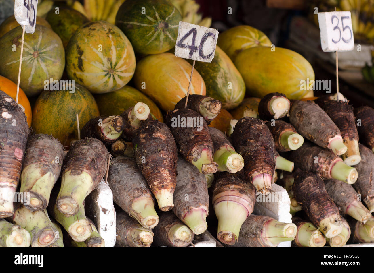 Taro nel mercato locale, Thailandia Foto Stock