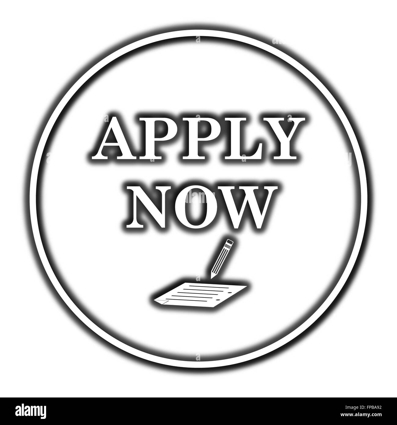 Applica ora icona. Pulsante Internet su sfondo bianco. Foto Stock