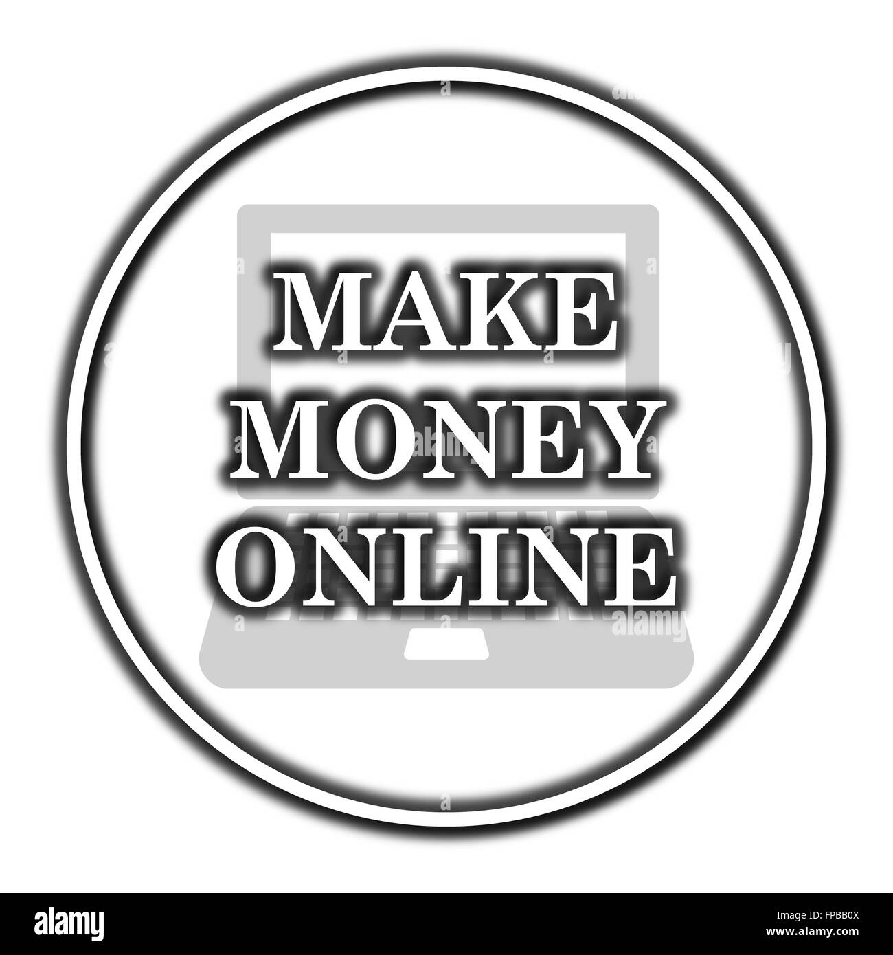 Rendere i soldi in linea icona. Pulsante Internet su sfondo bianco. Foto Stock